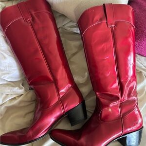 Fluevog metalic red cowgirl boots !!